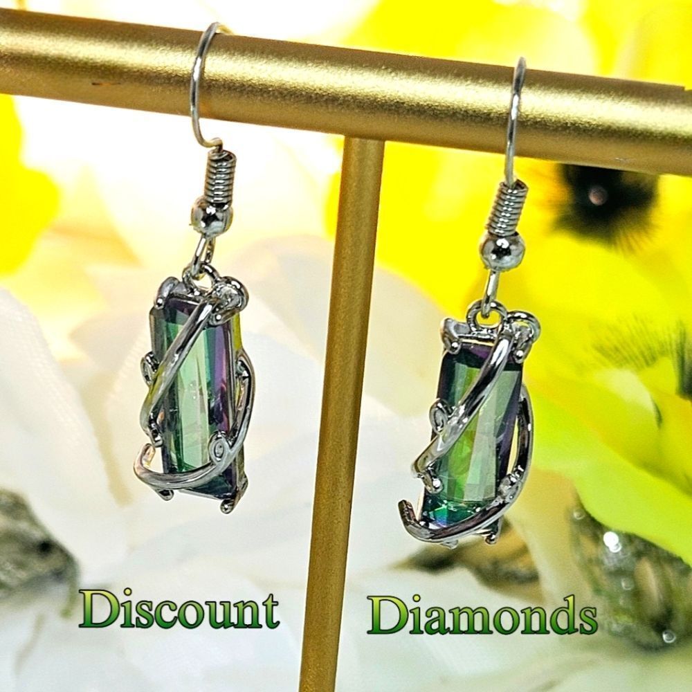 Natural Mystic Topaz Drop & Dangle Earrings on 925 Sterling Silver